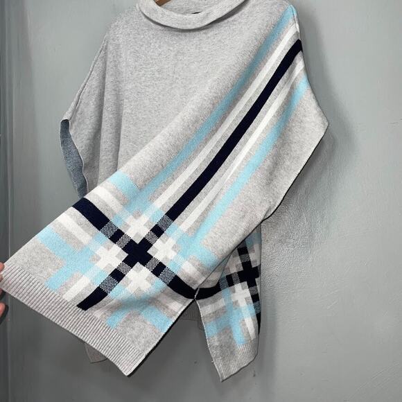 Talbots Size M L Gray Sabrina Slouchy Poncho Sweater Preppy Coastal Casual - Picture 3 of 9